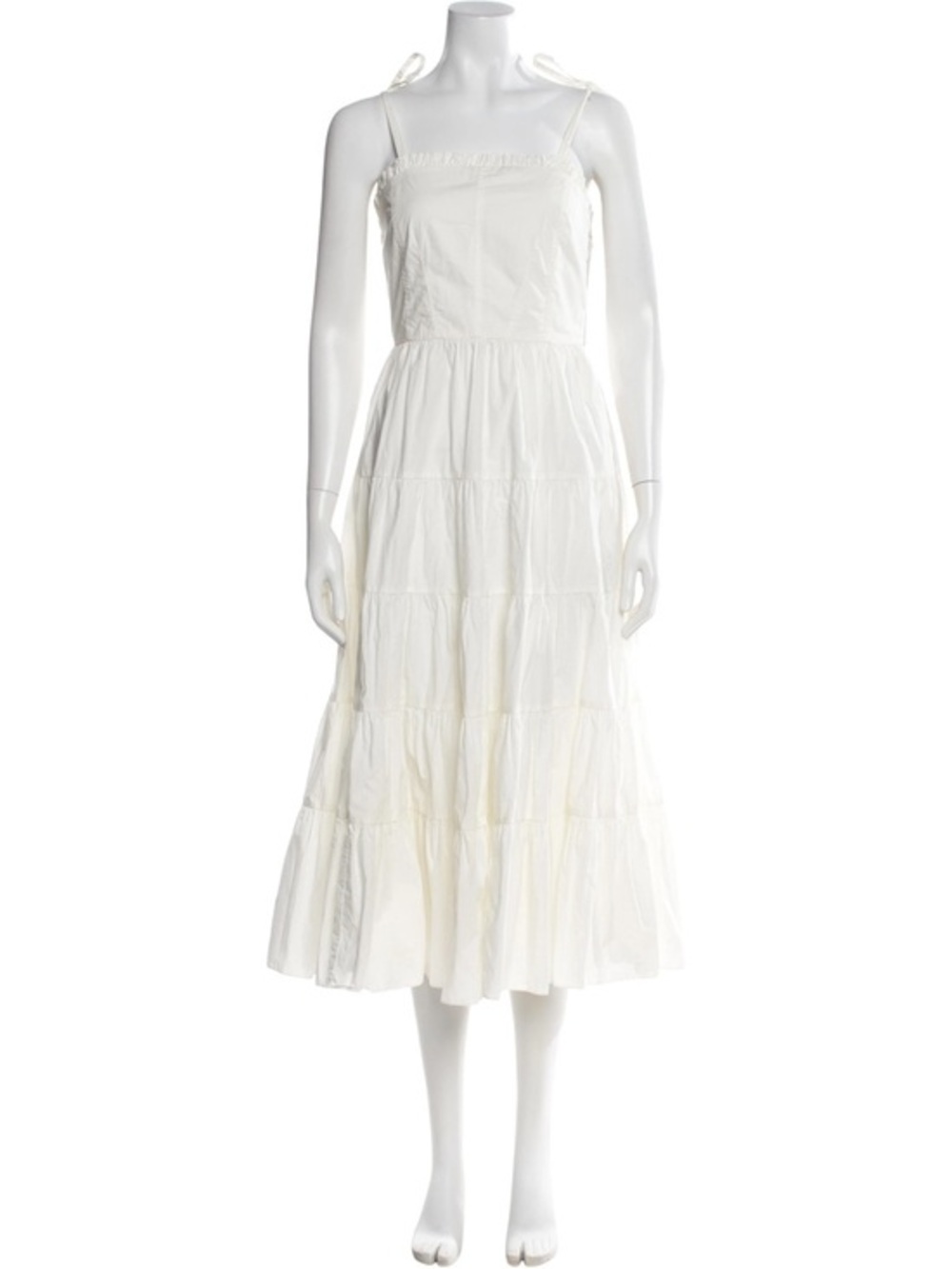 Ulla Johnson Fiora White Tie-Shoulder Tiered Midi Dress Size 6 Like New